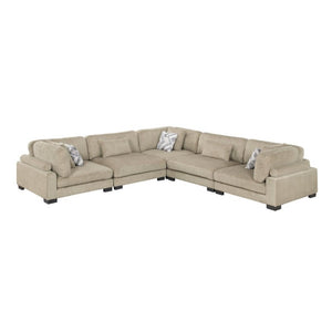 English Elm Contemporary Five Piece Modular Sectional Brown Microfiber Sofa with Pocket Coil Support B011S02694