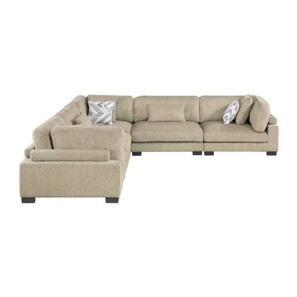 English Elm Contemporary Five Piece Modular Sectional Brown Microfiber Sofa with Pocket Coil Support B011S02694