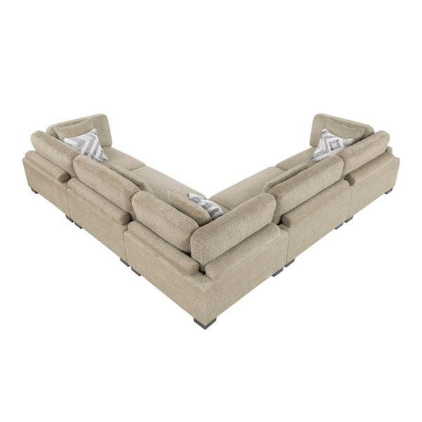 English Elm Contemporary Five Piece Modular Sectional Brown Microfiber Sofa with Pocket Coil Support B011S02694