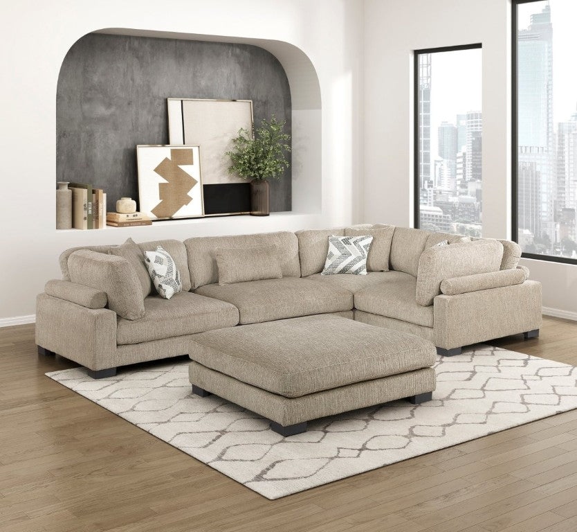 English Elm Contemporary Five Piece Modular Sectional with Microfiber Upholstery and Pocket Coil Support B011S02695