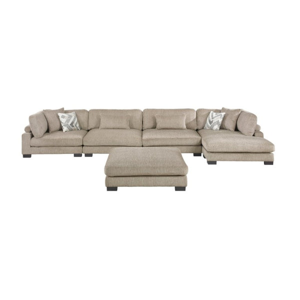 English Elm Contemporary Modular Five Piece Sectional with Microfiber Upholstery and Reversible Chaise B011S02696
