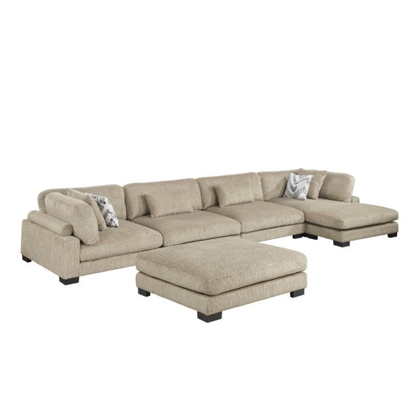 English Elm Contemporary Modular Five Piece Sectional with Microfiber Upholstery and Reversible Chaise B011S02696