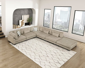 English Elm Brown Microfiber Six Piece Modular Sectional with Ottoman Pocket Coil Support Living Room B011S02697