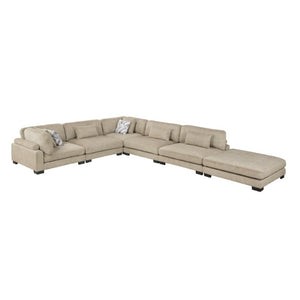 English Elm Brown Microfiber Six Piece Modular Sectional with Ottoman Pocket Coil Support Living Room B011S02697