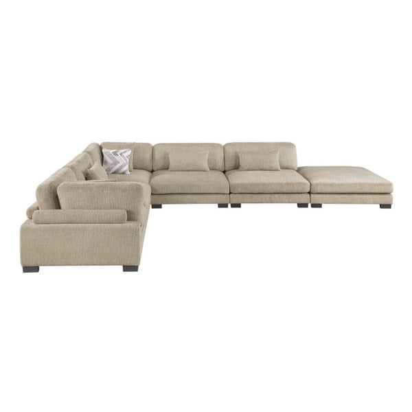 English Elm Brown Microfiber Six Piece Modular Sectional with Ottoman Pocket Coil Support Living Room B011S02697