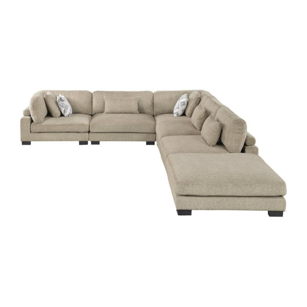 English Elm Brown Microfiber Six Piece Modular Sectional with Ottoman Pocket Coil Support Living Room B011S02697