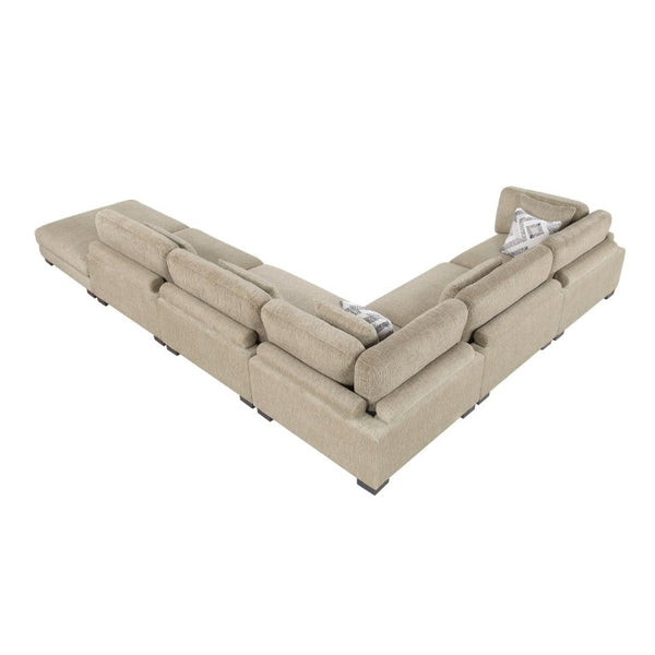 English Elm Brown Microfiber Six Piece Modular Sectional with Ottoman Pocket Coil Support Living Room B011S02697