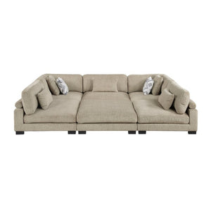 English Elm Brown Microfiber Six Piece Modular Sectional with Ottoman Pocket Coil Support Living Room B011S02697