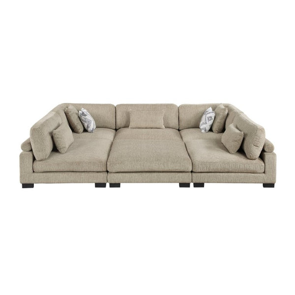 English Elm Brown Microfiber Six Piece Modular Sectional with Ottoman Pocket Coil Support Living Room B011S02697