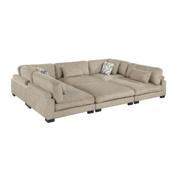 English Elm Brown Microfiber Six Piece Modular Sectional with Ottoman Pocket Coil Support Living Room B011S02697