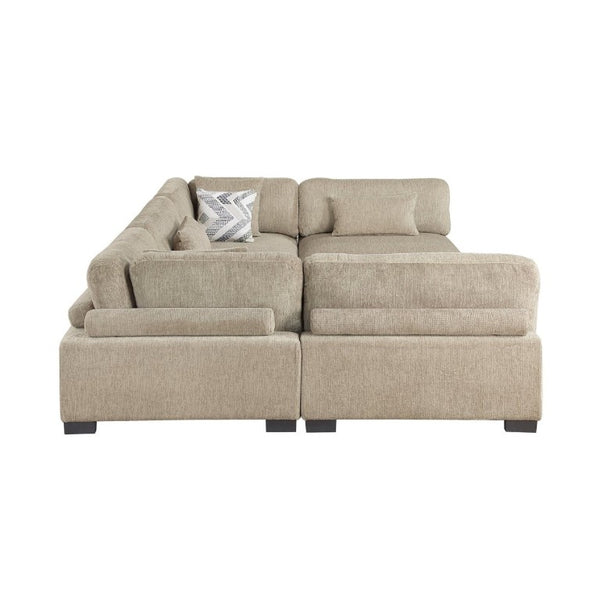 English Elm Brown Microfiber Six Piece Modular Sectional with Ottoman Pocket Coil Support Living Room B011S02697