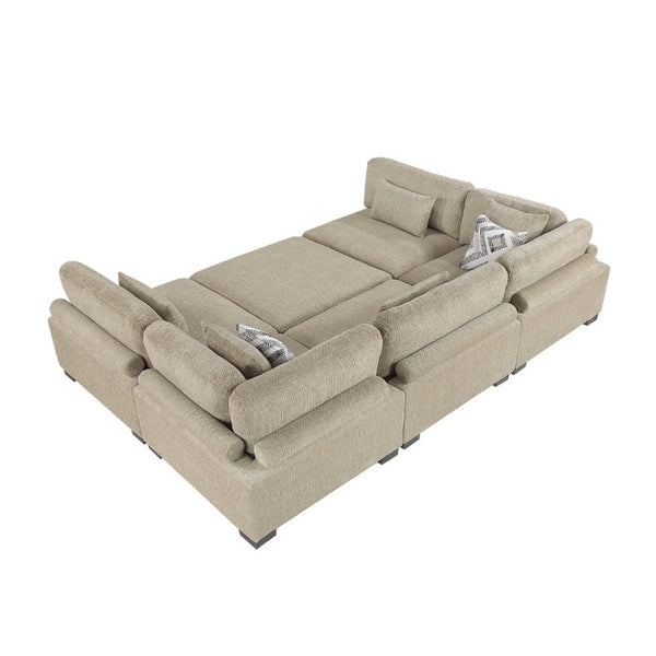 English Elm Brown Microfiber Six Piece Modular Sectional with Ottoman Pocket Coil Support Living Room B011S02697