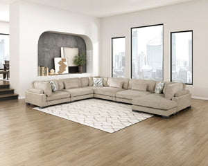 English Elm Brown Microfiber 6 Piece Modular Sectional with Reversible Chaise and Adjustable Seats B011S02698