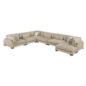 English Elm Brown Microfiber 6 Piece Modular Sectional with Reversible Chaise and Adjustable Seats B011S02698