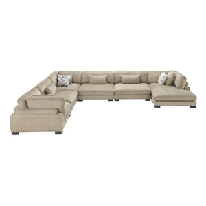 English Elm Brown Microfiber 6 Piece Modular Sectional with Reversible Chaise and Adjustable Seats B011S02698