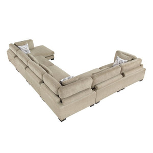 English Elm Brown Microfiber 6 Piece Modular Sectional with Reversible Chaise and Adjustable Seats B011S02698