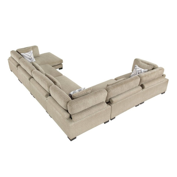 English Elm Brown Microfiber 6 Piece Modular Sectional with Reversible Chaise and Adjustable Seats B011S02698