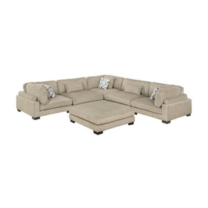 English Elm Brown Modular Six Piece Sectional Sofa with Ottoman Pocket Coil Cushions Living Room B011S02699