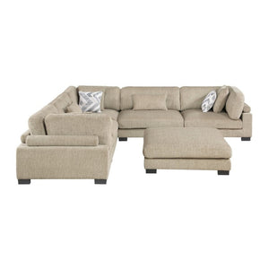 English Elm Brown Modular Six Piece Sectional Sofa with Ottoman Pocket Coil Cushions Living Room B011S02699