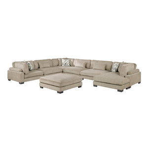 English Elm Brown Microfiber Seven Piece Modular Sectional with Ottoman and Pocket Coil Seating B011S02700