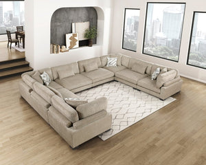 English Elm Brown Microfiber Eight Piece Modular Sectional with Pocket Coil Seating and Plush Pillows B011S02701