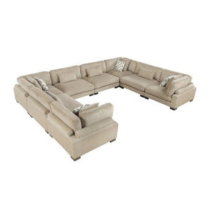 English Elm Brown Microfiber Eight Piece Modular Sectional with Pocket Coil Seating and Plush Pillows B011S02701