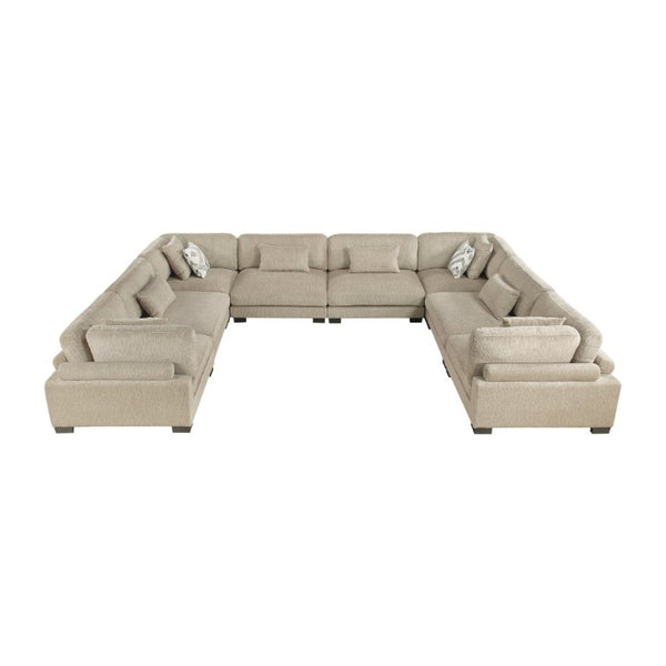 English Elm Brown Microfiber Eight Piece Modular Sectional with Pocket Coil Seating and Plush Pillows B011S02701