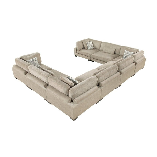 English Elm Brown Microfiber Eight Piece Modular Sectional with Pocket Coil Seating and Plush Pillows B011S02701