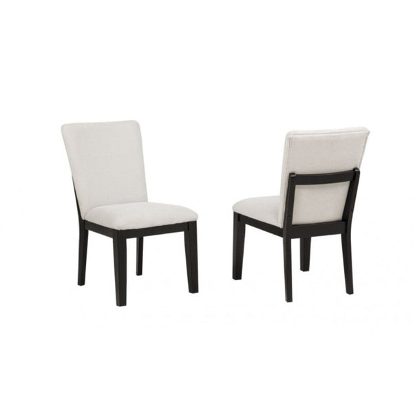 English Elm 5-Piece Japandi Round Dining Set Rubberwood Table with Four Upholstered Curved Chairs B011S02702