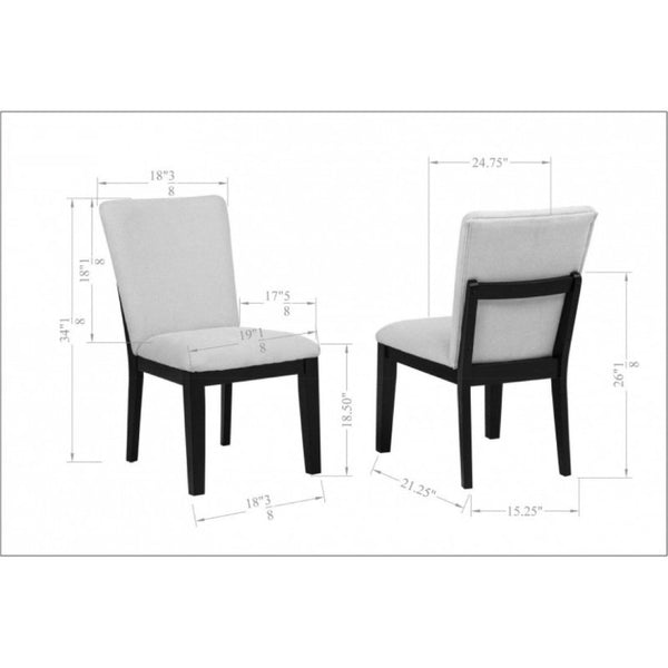 English Elm 5-Piece Japandi Round Dining Set Rubberwood Table with Four Upholstered Curved Chairs B011S02702