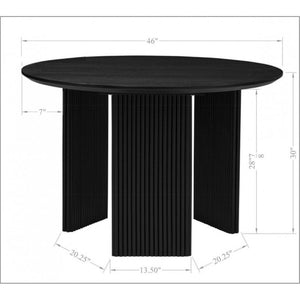 English Elm 5-Piece Japandi Round Dining Set Rubberwood Table with Four Upholstered Curved Chairs B011S02702