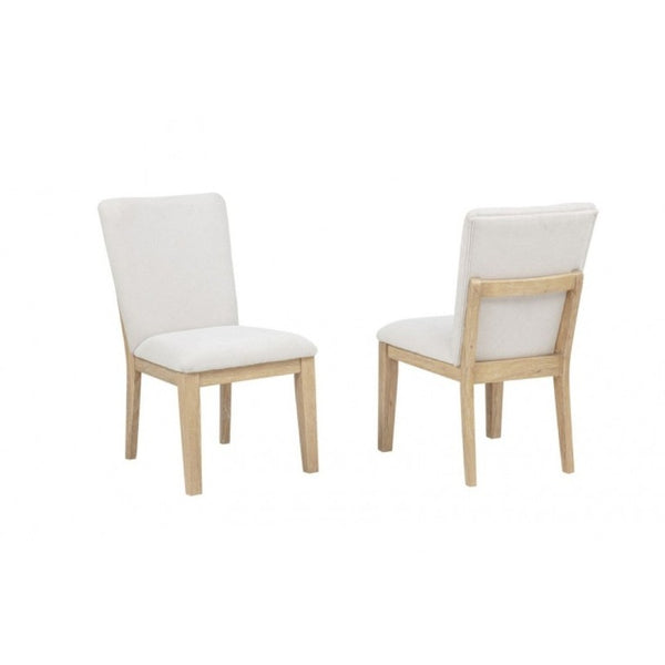 English Elm 5-Piece Japandi Round Dining Set Solid Rubberwood Table with Upholstered Side Chairs B011S02703