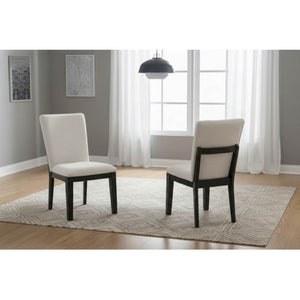 English Elm Contemporary Japandi Round Rubberwood Dining Set with Four Upholstered Curved Chairs B011S02704