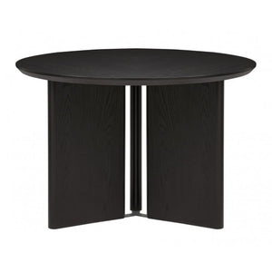 English Elm Contemporary Japandi Round Rubberwood Dining Set with Four Upholstered Curved Chairs B011S02704