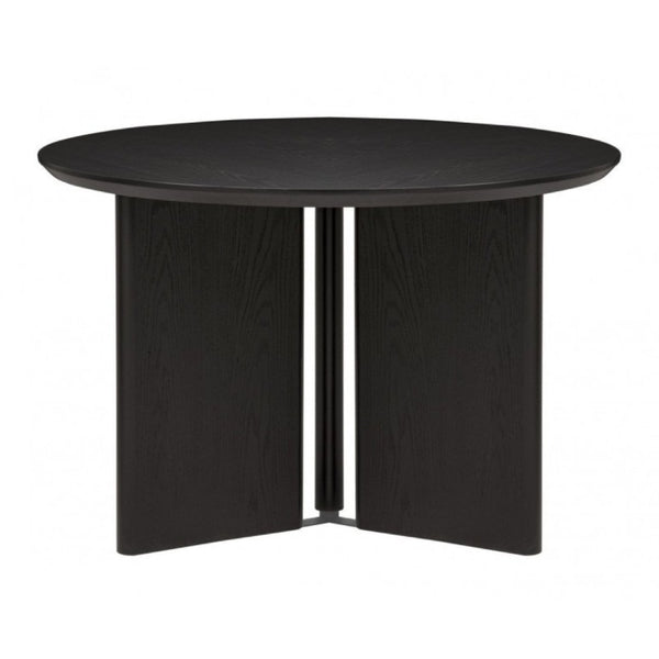 English Elm Contemporary Japandi Round Rubberwood Dining Set with Four Upholstered Curved Chairs B011S02704