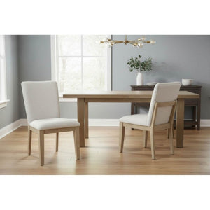 English Elm Contemporary Round Rubberwood Dining Set Seats Four with Upholstered Japandi Chairs B011S02705