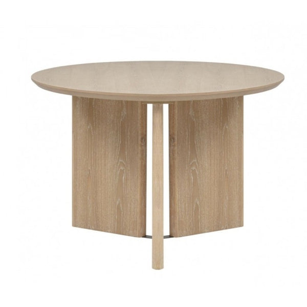 English Elm Contemporary Round Rubberwood Dining Set Seats Four with Upholstered Japandi Chairs B011S02705