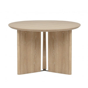 English Elm Contemporary Round Rubberwood Dining Set Seats Four with Upholstered Japandi Chairs B011S02705