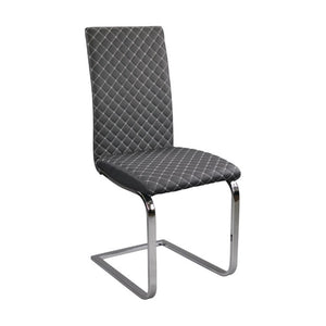 English Elm Modern Sintered Stone Extendable Dining Set 5 Piece Chrome V Base with Gray Chairs B011S02707