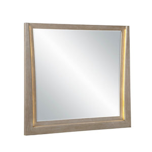 English Elm Contemporary LED Mirror Dresser Set Six Drawer Oak Veneer Wire Brushed Bedroom B011S02710