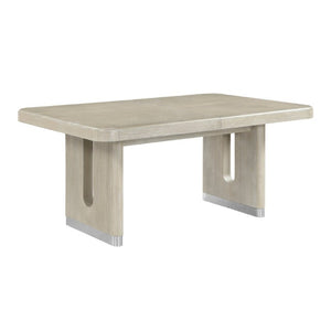 English Elm Modern Expandable Oak Veneer Dining Table with Pedestal Base Seats Six for Gatherings B011S02722