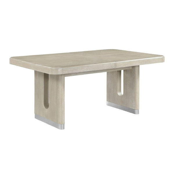 English Elm Modern Expandable Oak Veneer Dining Table with Pedestal Base Seats Six for Gatherings B011S02722