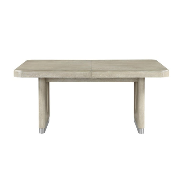 English Elm Modern Expandable Oak Veneer Dining Table with Pedestal Base Seats Six for Gatherings B011S02722