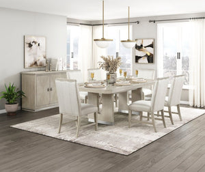 English Elm Modern Expandable Oak Veneer Dining Table with Pedestal Base Seats Six for Gatherings B011S02722