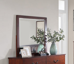 English Elm Contemporary Six Drawer Cherry Wood Dresser with Mirror Warm Bedroom Storage B011S02723