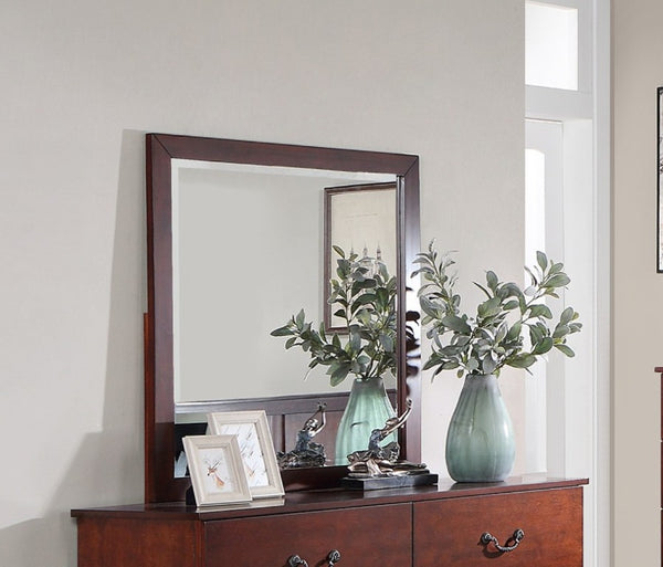 English Elm Contemporary Six Drawer Cherry Wood Dresser with Mirror Warm Bedroom Storage B011S02723