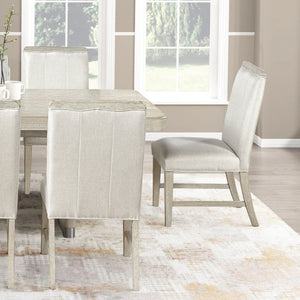 English Elm Modern Oak Veneer Expandable Dining Set with Eight Upholstered Chairs Nickel Accents B011S02726