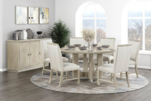 English Elm Modern Round Pedestal Dining Table Oak Veneer Wire Brushed Gray Seats Four B011S02727