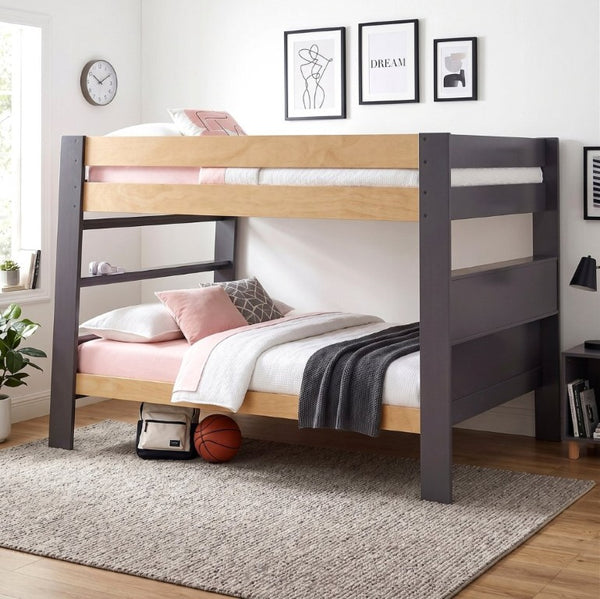 English Elm Contemporary Full Over Bunk Bed with Bookcase Headboard Solid Wood Kids Bedroom B011S02732