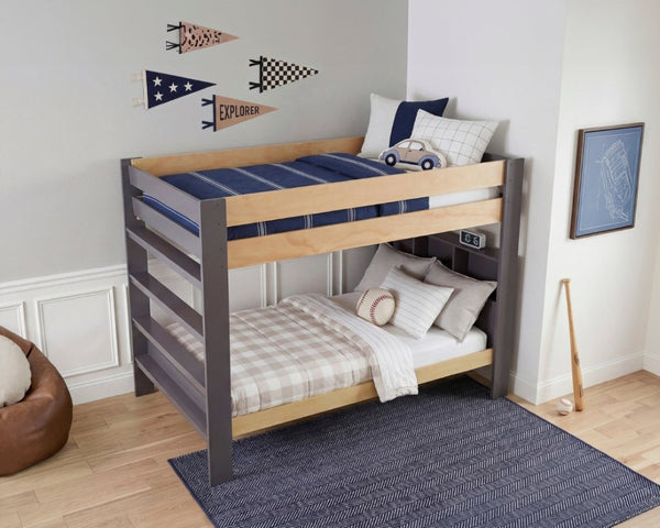 English Elm Contemporary Full Over Bunk Bed with Bookcase Headboard Solid Wood Kids Bedroom B011S02732